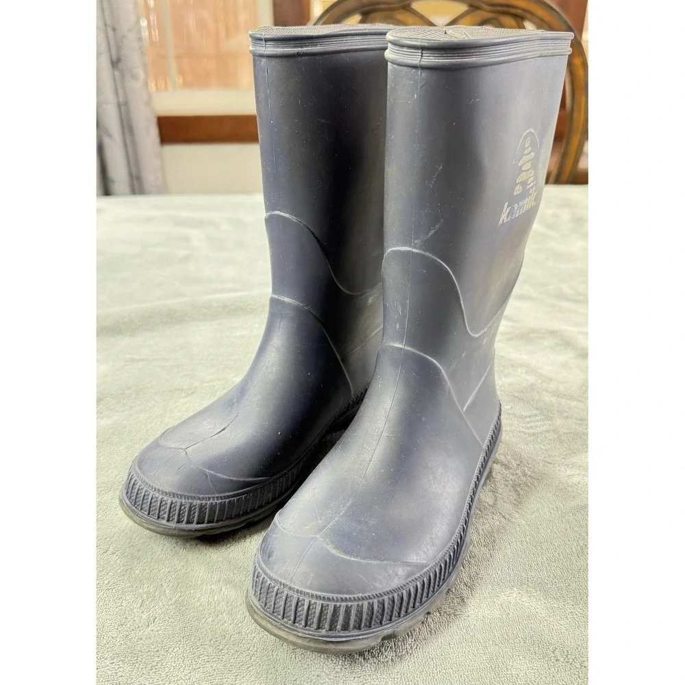 Kamik Rain Boots Womens 1 Blue Rubber Pull On Mid Calf Waterproof Outdoor‎